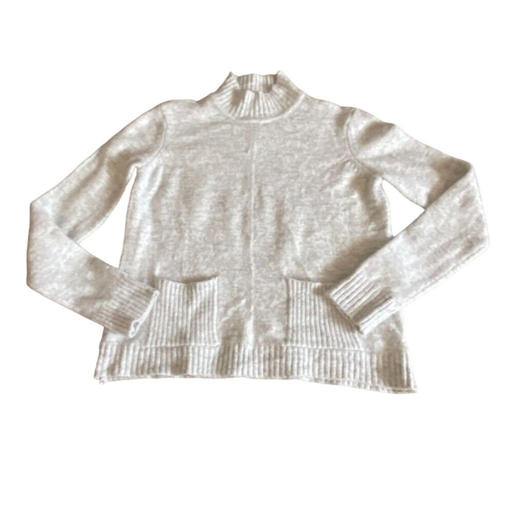 Marled Reunited Clothing Womens Mock Neck Sweater-Light Gray-Size S-GUC